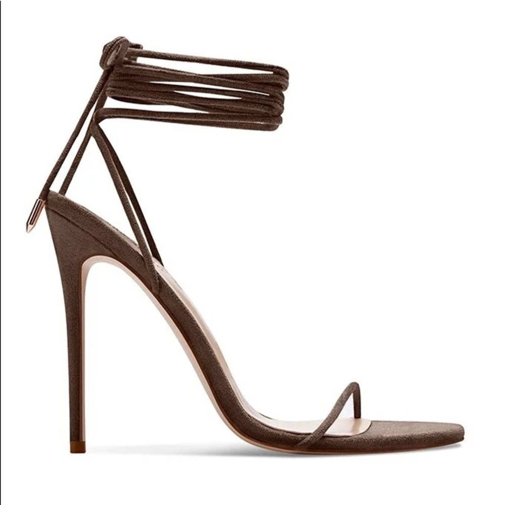 Femme LA Barely There Lace Up Heel Choco